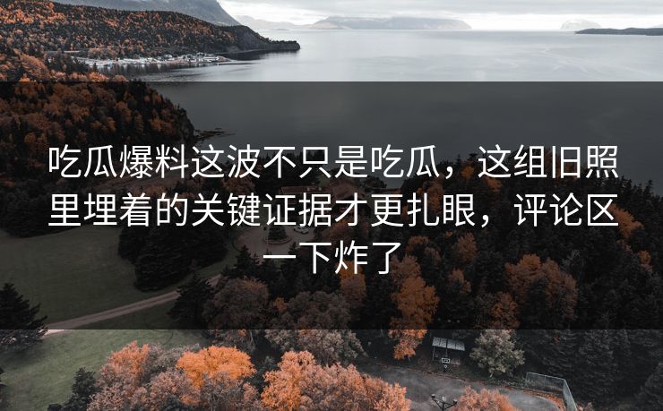 吃瓜爆料这波不只是吃瓜，这组旧照里埋着的关键证据才更扎眼，评论区一下炸了