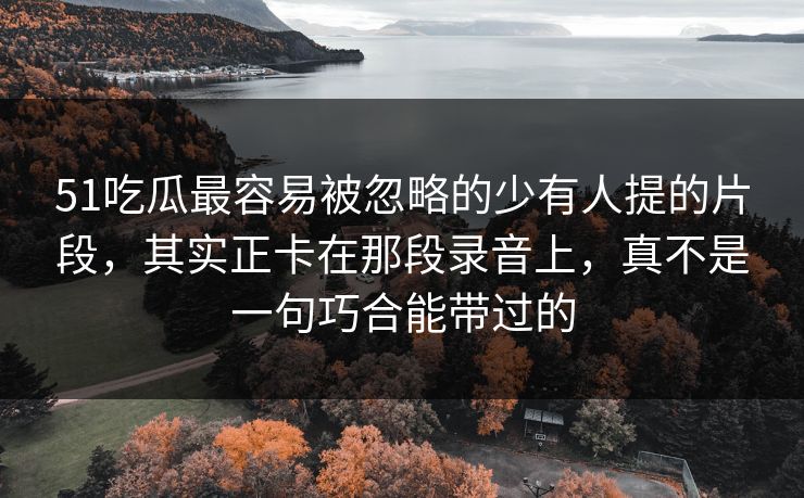 51吃瓜最容易被忽略的少有人提的片段，其实正卡在那段录音上，真不是一句巧合能带过的