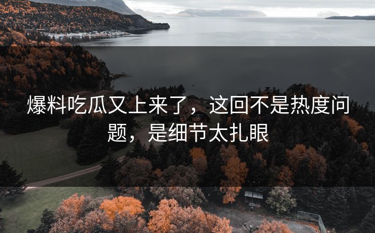 爆料吃瓜又上来了，这回不是热度问题，是细节太扎眼
