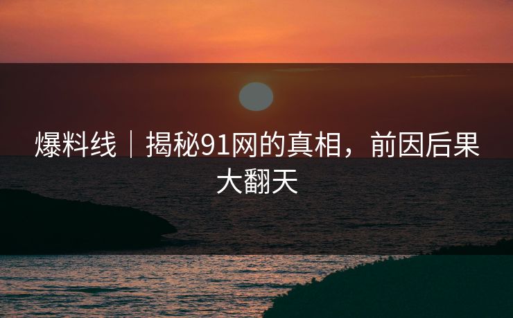 爆料线｜揭秘91网的真相，前因后果大翻天
