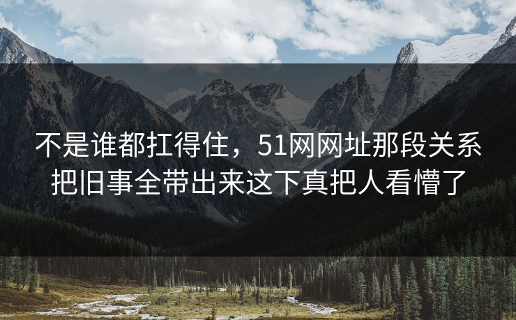 不是谁都扛得住，51网网址那段关系把旧事全带出来这下真把人看懵了