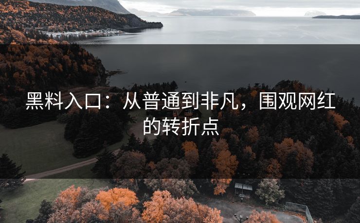 黑料入口：从普通到非凡，围观网红的转折点