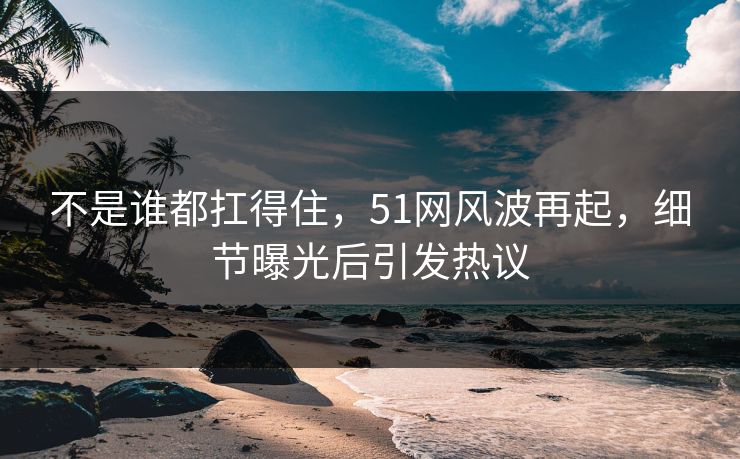 不是谁都扛得住，51网风波再起，细节曝光后引发热议