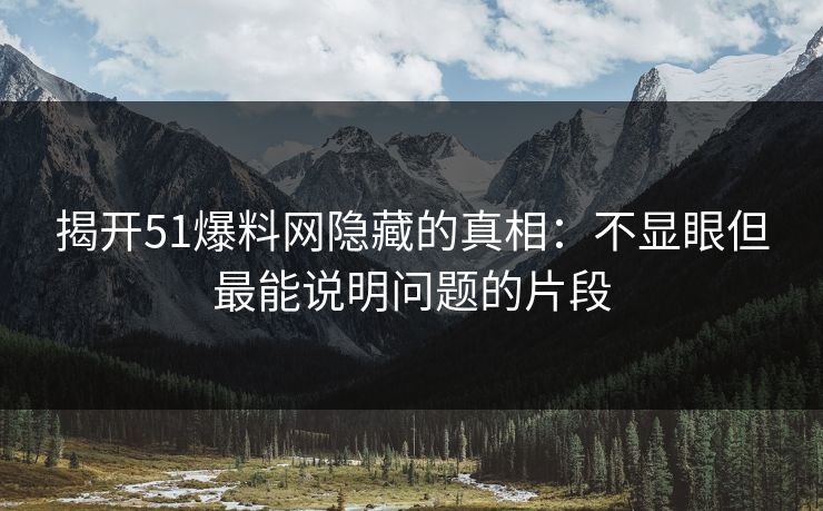 揭开51爆料网隐藏的真相:不显眼但最能说明问题的片段 揭开51爆料网隐藏的真相:不显眼但最能说明问题的片段
